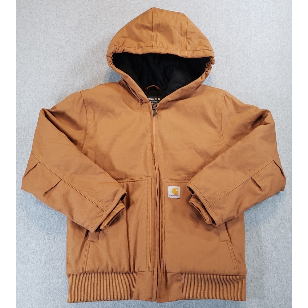 Carhartt Quilted Active Jacket Youth Size M 10-12 OJ8545-B Brown Duck Canvas